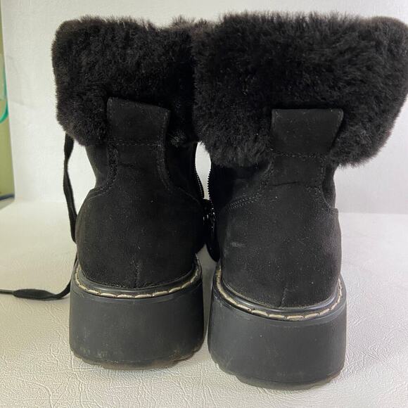 Madden Girl Kymber Ankle Boots Side Zip Faux Leather Faux Fur Black Size 6.5 - Picture 5 of 8